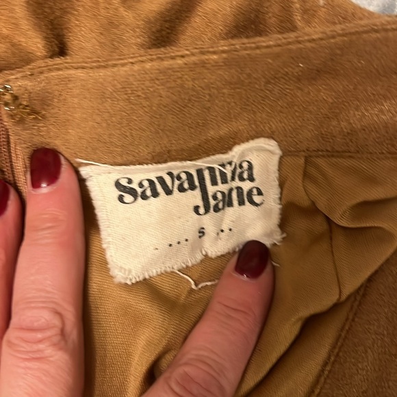 ⭐️FRINGE Savanna Jane faux suede skirt camel color  sz S - Picture 4 of 5
